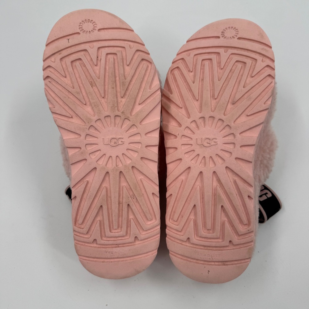 UGG Fluff Yeah Slide Women 9 Pink Sheepskin Platform Slingback Sandal Slippers - Picture 6 of 7